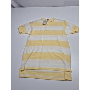VTG J.J. Cochran Polo Shirt Men's M Yellow White Striped Cotton Made USA FLAW